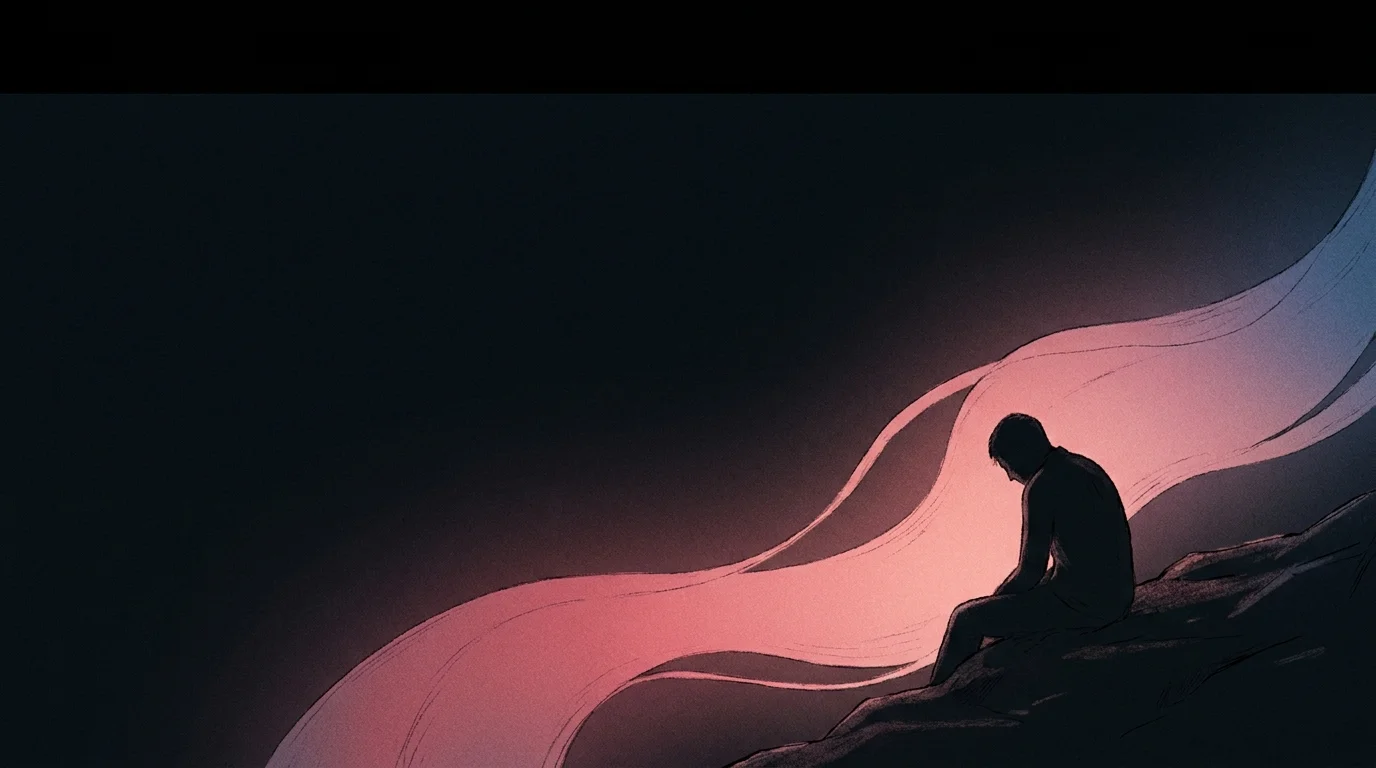 A figure alone in the dark, lit by the glow of a conversation they can't stop replaying